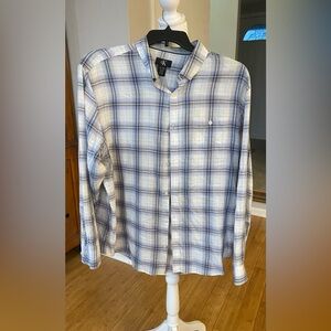 Calvin Klein Mens Button Down Shirt Long Sleeve Collared Plaid Multicolor XL